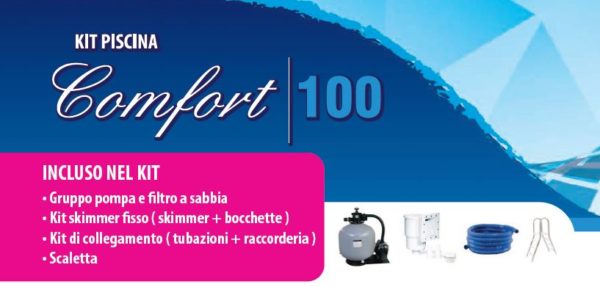 Piscina MARETTO Comfort h 100 - 2x3m - Colore Azzurro + KIT Piscina.-3540