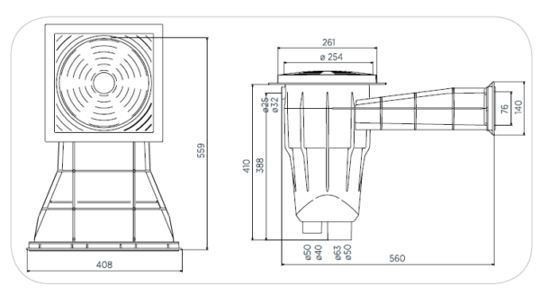 Skimmer Sfioratore in ABS per piscina in Pannelli / Cemento e rivestimento in PVC / Piastrelle.-3614