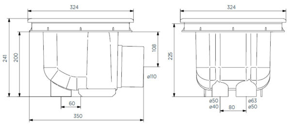 Presa Di Fondo Aquamax Con Griglia Antivortice - D.110F – 125 M - In ABS 315x315 per rivestimento in PVC.-4293