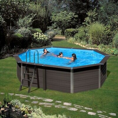 Piscine fuori terra Ovali in legno composito H 124 cm.-0