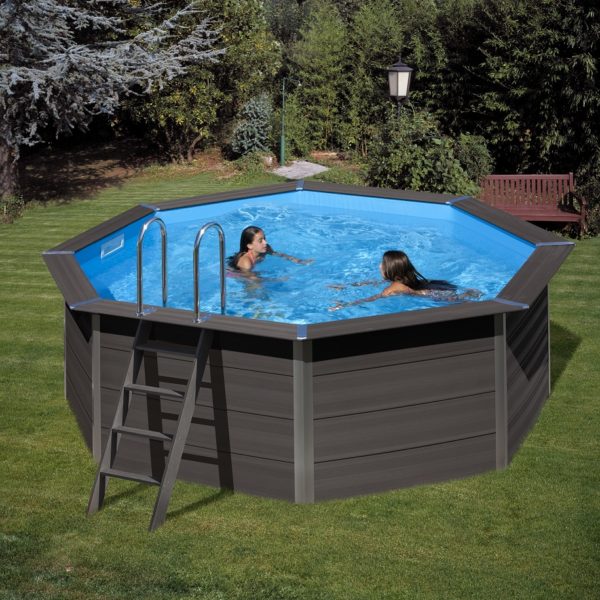 Piscina fuori terra Rotonda in legno composito Ø 410 cm H 124 cm.-0